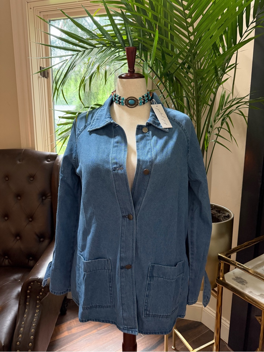 NWT PETAL & PUP Novak Oversized Denim Jean Shirt Shacket Jacket 6 Western